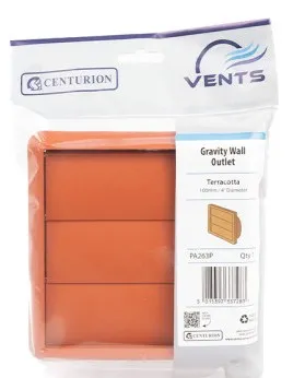 Centurion Gravity Flap Wall Outlet - Terracotta - 100mm