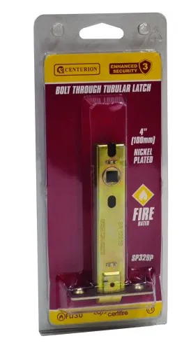Centurion 100mm Np Bolt Through Tubular Latch Ce Fire Rated