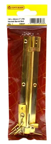 [DB65P] Centurion Necked Barrel Bolts, Polished Brass, 25mm x 150mm
