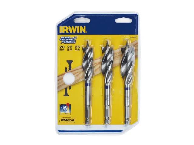 Irwin Blue Groove Wood Power Bit Set - 3 Piece