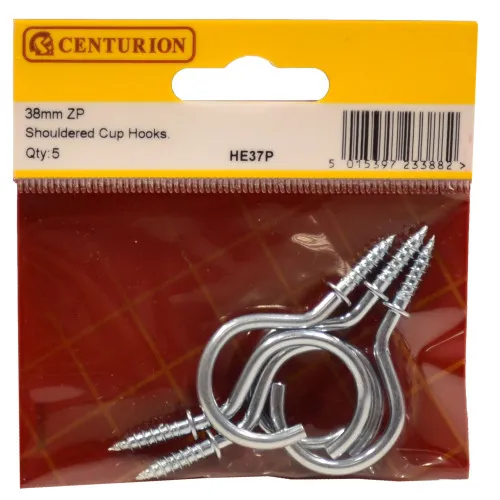 Centurion 38mm Zinc Shouldered Cup Hooks