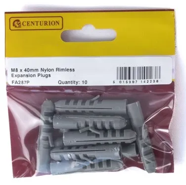 [FA287P] Centurion M8 x 40 Nylon Rimless Expansion Plugs (Pack of 10)