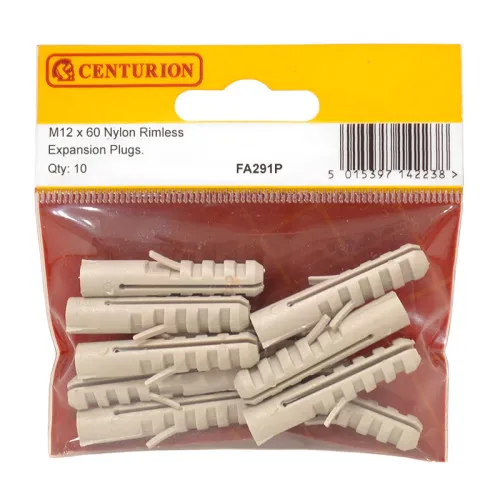 [FA291P] Centurion M12 x 60mm Nylon Rimless Expansion Plugs  (Pack of 10)