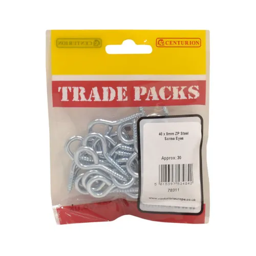 Centurion 40 x 3.6mm ZP Steel Screw Eyes