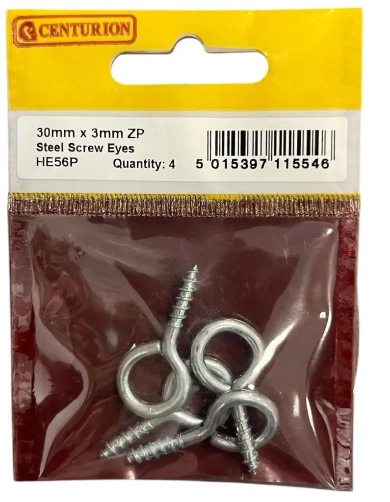 [HE56P] Centurion 30mm Zinc Steel Screw Eyes