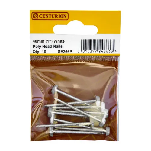 [SE266P] Centurion 40mm White Poly Head Nails (10 Pack)