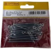 Centurion M3 x 50mm Zinc Plated Machine Screws & Nuts (14 Pack)