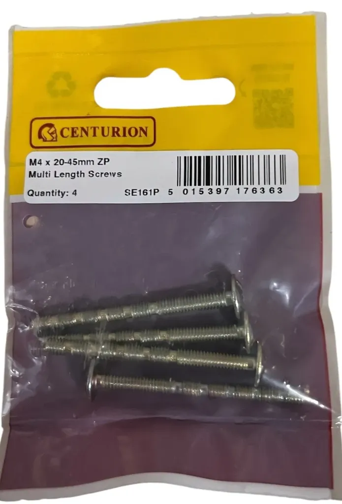 Centurion M4 ZP Multi Length Screws (4 Pack)