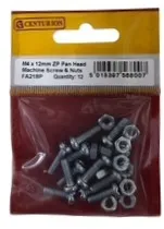 Centurion M5 x 12mm Machine Screws & Nuts -  Zinc Plated - (10 Pack)