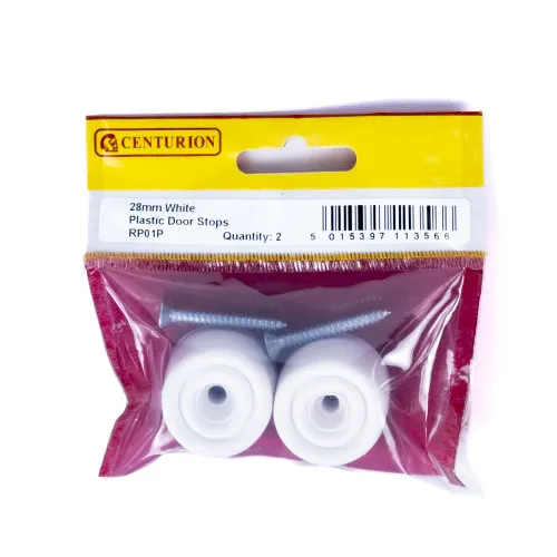 [RP01P] Centurion 28mm White Plastic Door Stops (pack Of 2)