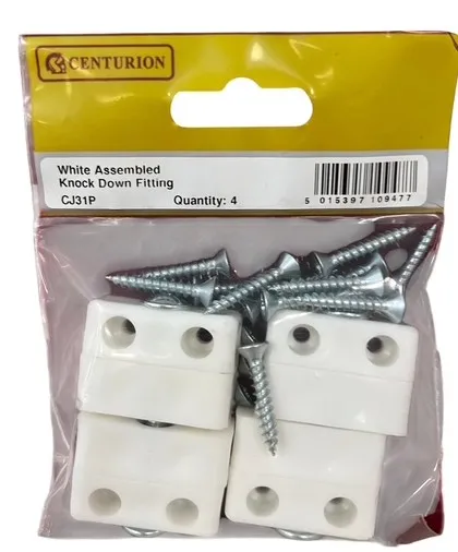 [CJ31P] Centurion White Assembled Knock Down Fittings (pack Of 4)