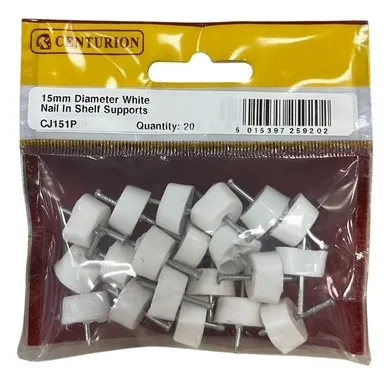 [CJ151P] Centurion 15mm Diameter White Nail In Shelf Supports (pack Of 20)