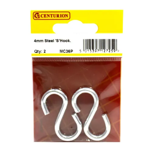 Centurion 4mm ZP 'S' Hook (2 Pack)