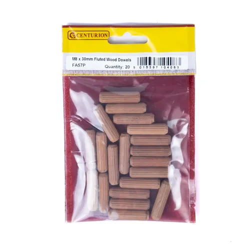 Centurion M8 x 30mm Fluted Wood Dowels (Pack of 20)