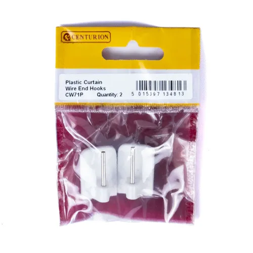 Cen White Plastic Curtain Wire End Hooks (pack Of 2)