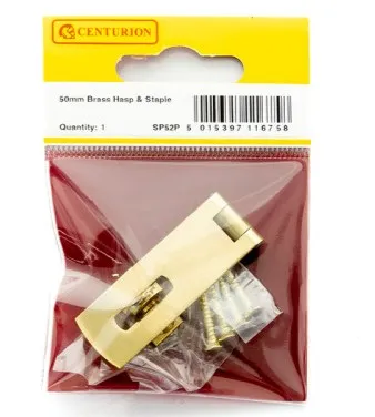 Centurion Solid Brass Hasp and Staple, Polished Brass