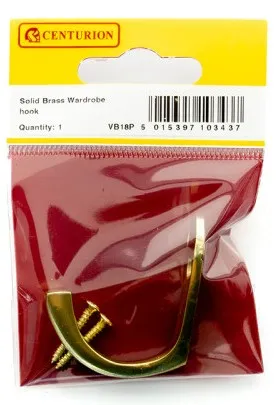 Centurion 37mm PB Solid Brass Wardrobe Hook