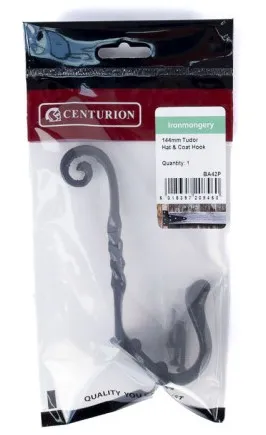 Centurion Hat & Coat Hook, Black - 145mm