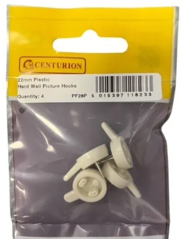 [PF28P] Centurion 22mm Plastic Hard Wall Picture Hooks (4 Pack)