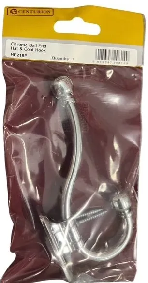 [HE219P] Centurion Chrome Ball End Hat & Coat Hook