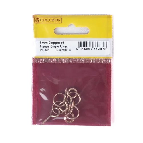 [PF06P] 8mm Coppered Picture Screw Rings (pack Of 4)