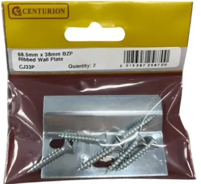 [CJ33P] Centurion 68.5 x 38mm BZP Ribbed Wall Plate (2 Pack)