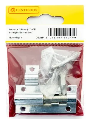 Centurion 50mm x 25mm Chromed Straight Barrel Bolt