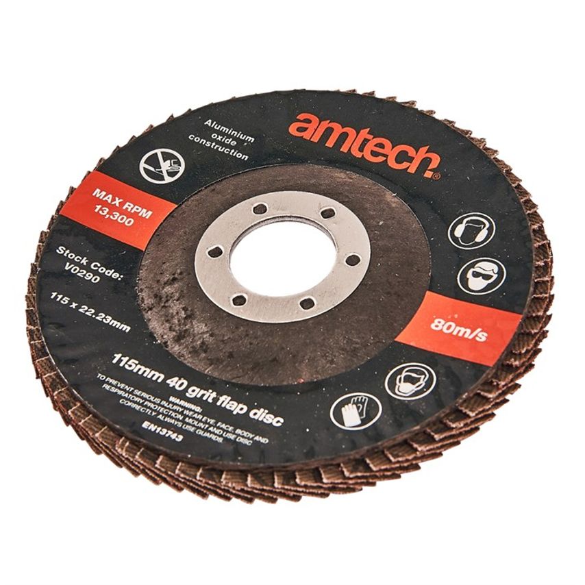 [V0290] Amtech 115mm 40 Grit Flap Disc
