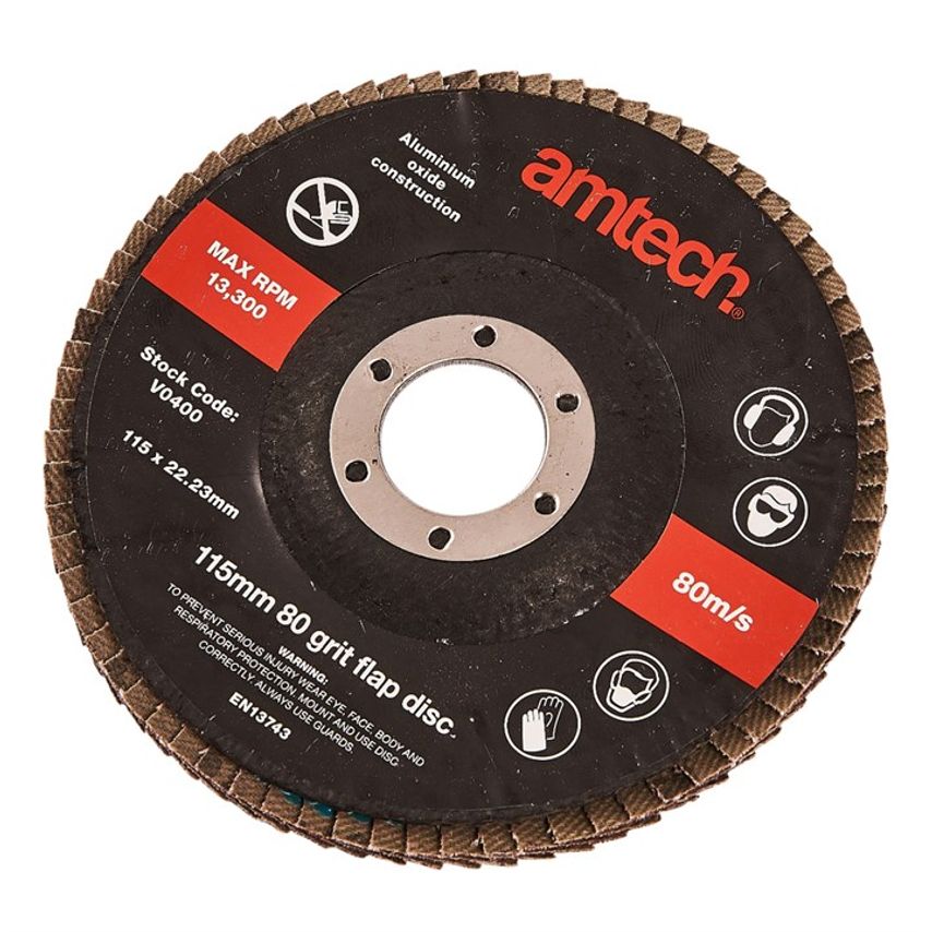 [V0400] Amtech 115mm 80 Grit Flap Disc