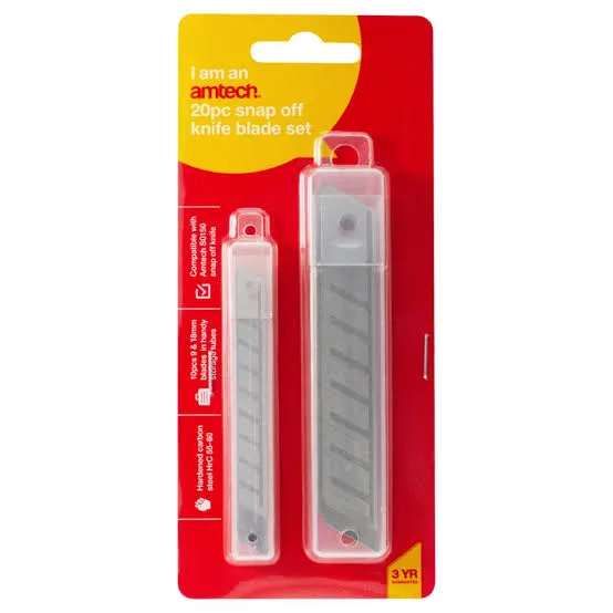[S0155] Amtech 20 Piece Snap Off Knife Blades (9mm and 18mm)