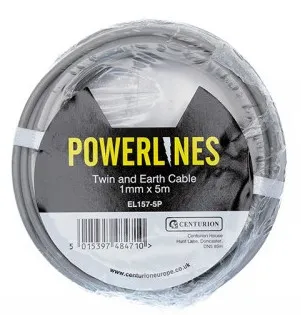 [EL157-5P] Centurion Twin and Earth Cable - 1mm Flat x 5m