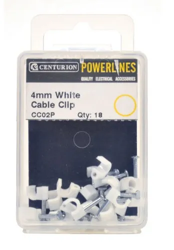 Centurion White Cable Clips 4mm
