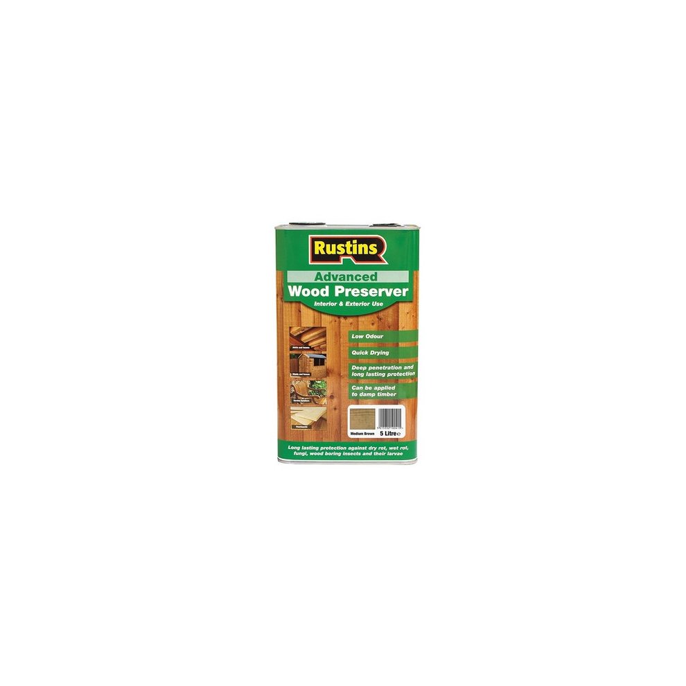 Rustins Advanced Wood Preserver Medium Brown 5L