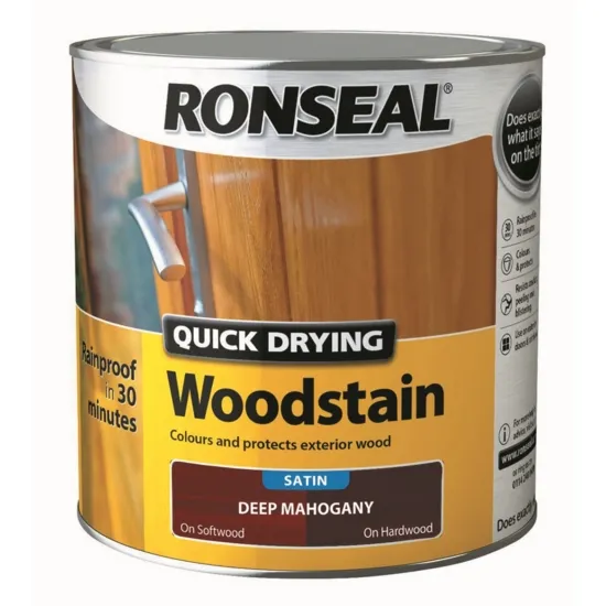 Ronseal Quick Drying Woodstain Satin Deep Mahogany 2.5L