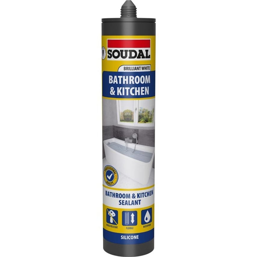 [DKSD159279] Soudal Bathroom & Kitchen Silicone Sealant - Brilliant White (290ml)