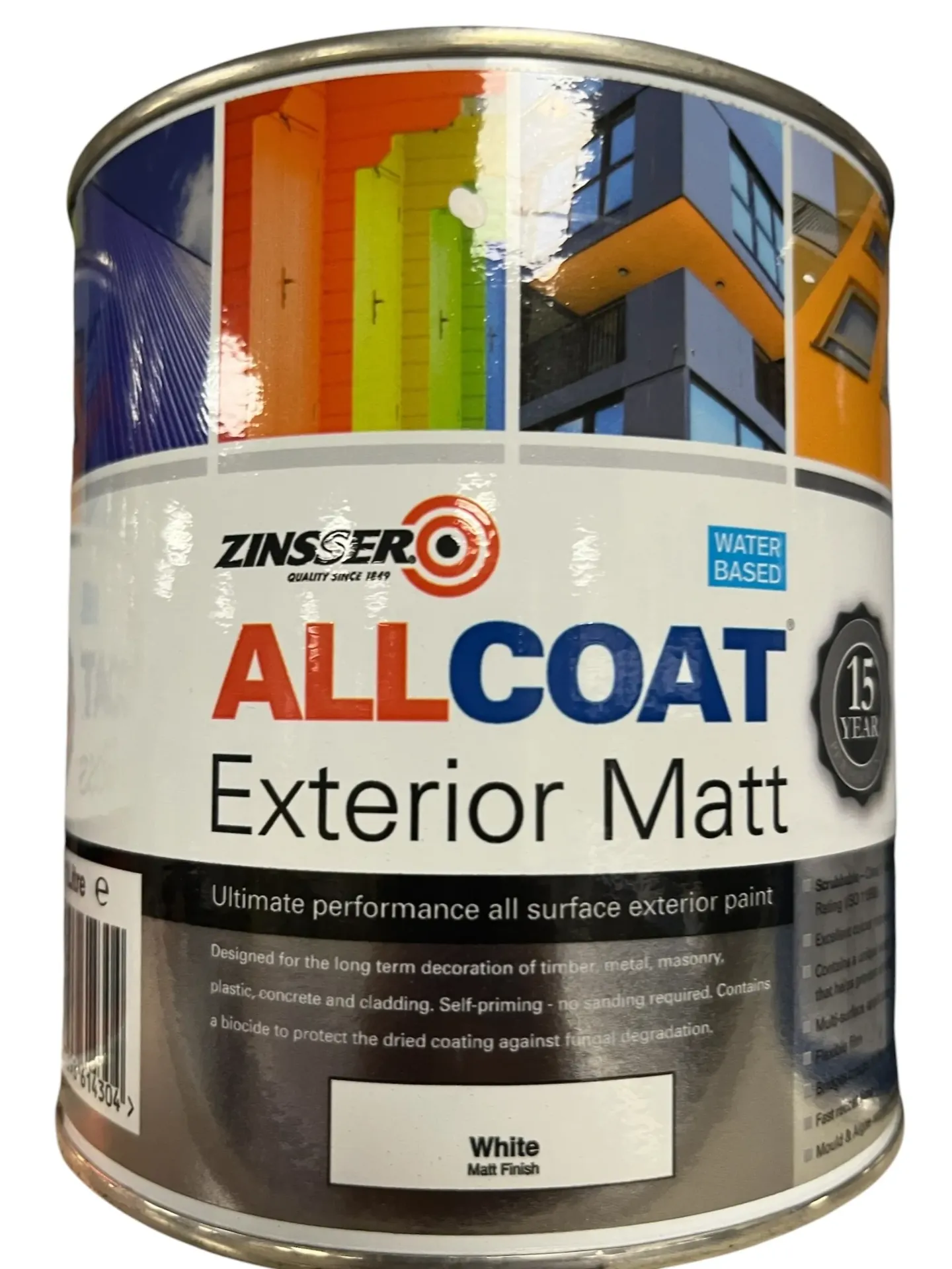 [93371] Zinsser Allcoat Exterior Water Based Matt White 1L