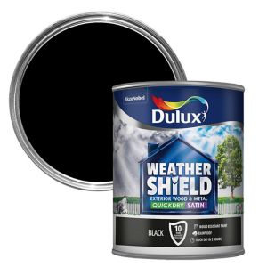 [27480] Dulux Weathershield Quick Dry Satin Black 750ml