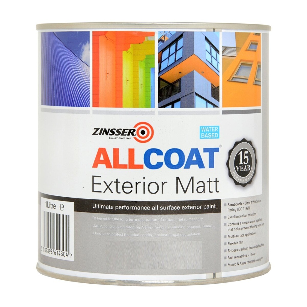 [93373] Zinsser Allcoat Exterior Water Based Matt Black 1L