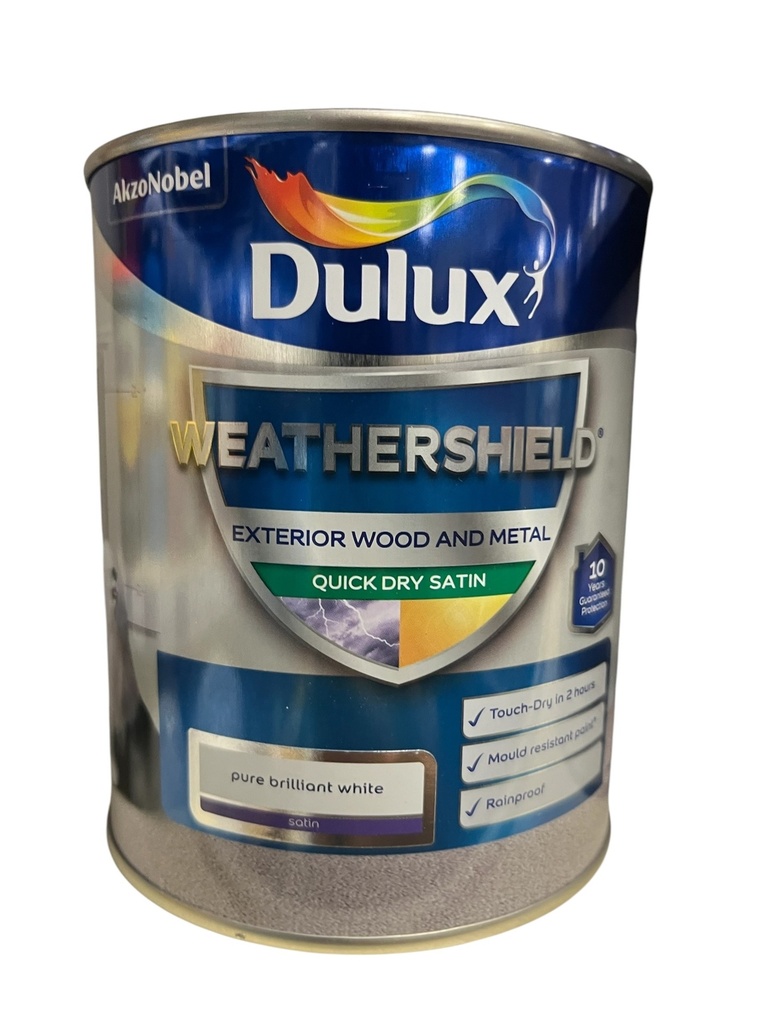 Dulux Retail Weathershield QD Satin Pure Brilliant White 750ml