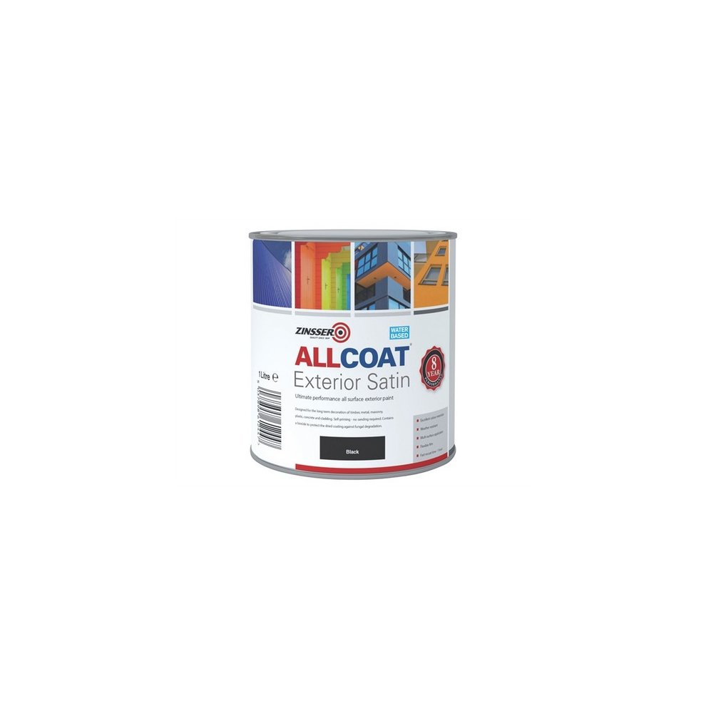 [44936] Zinsser Allcoat Exterior Water Based Satin Black 1L