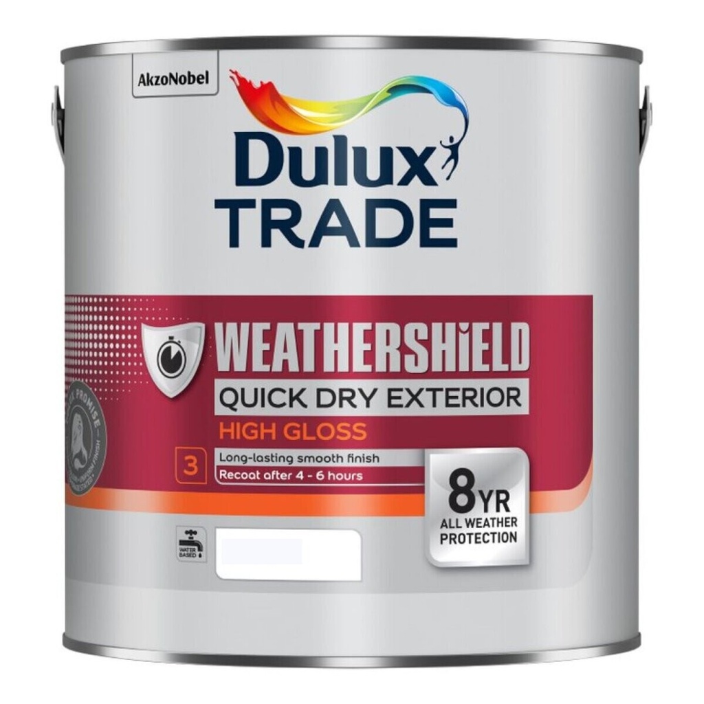 Dulux Trade Weathershield Quick Dry 8yr Gloss Pure Brilliant White 1L