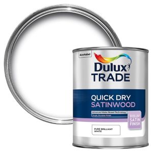 [90345] Dulux Trade QD Satinwood Pure Brilliant White 1L