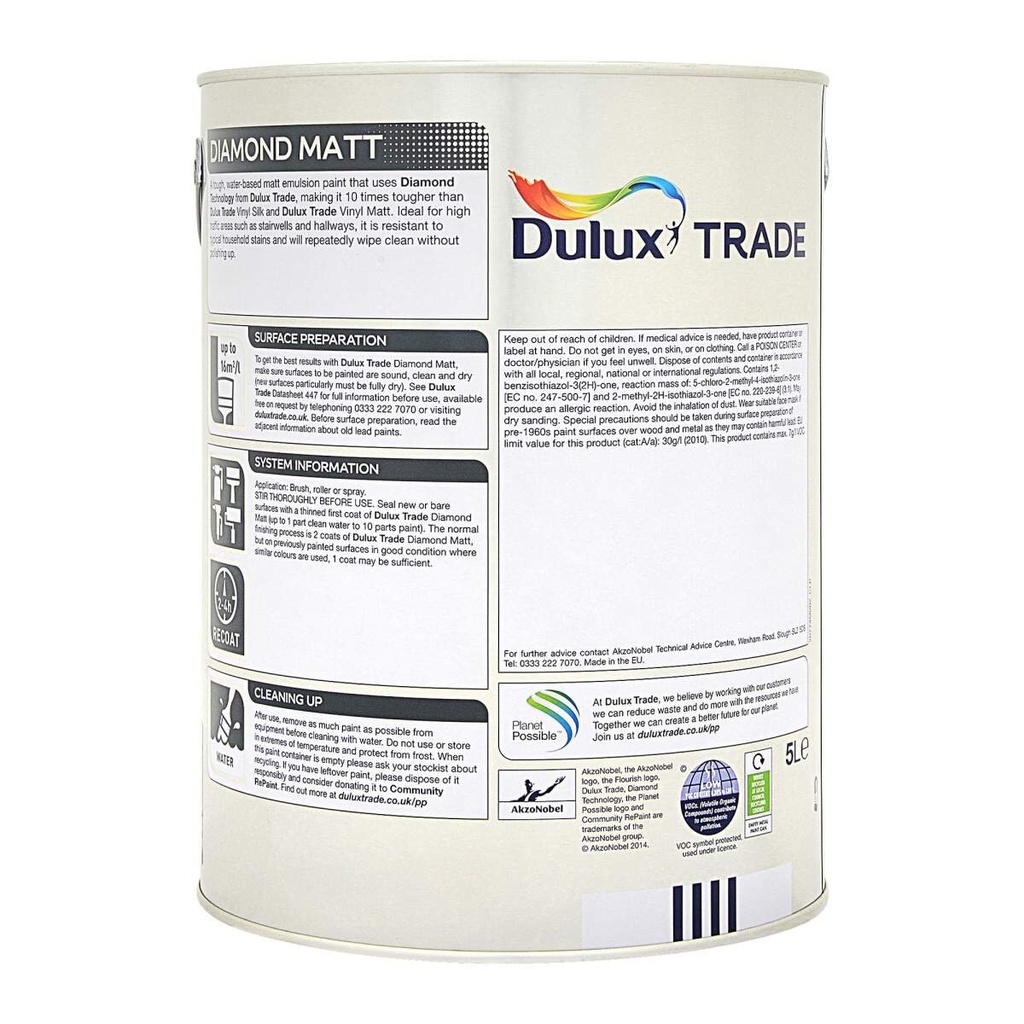Dulux Trade Diamond Matt Tinted Colours MB 5L