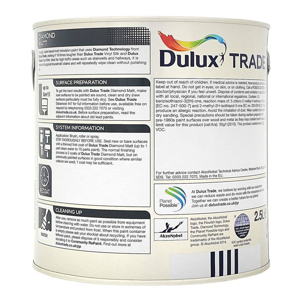 Dulux Trade Diamond Matt Tinted Colours Medium Base 2.5L