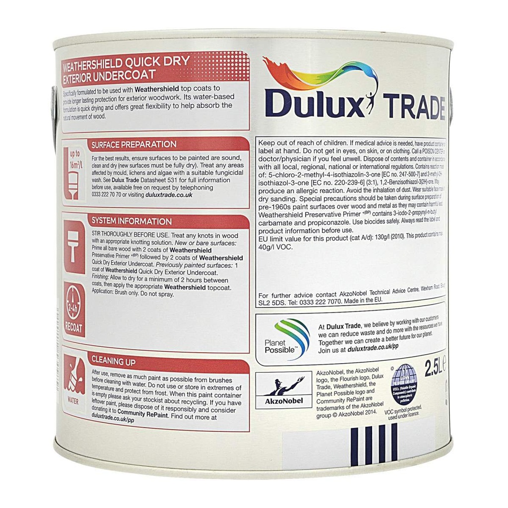 Dulux Trade Undercoat Tinted Colour Deep Base 2.5L