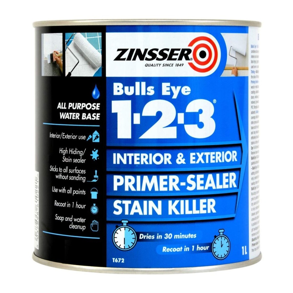 Zinsser Bullseye 123 Primer Sealer Grey 1L