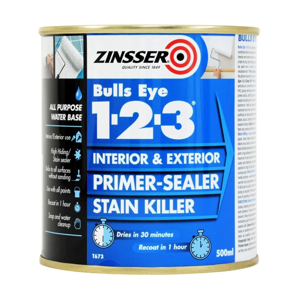 [93142] Zinsser Bullseye 123 Primer Sealer Grey 500ml