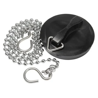 P1 Pre-Pack Bath/Sink Poly Plug with Ball Chain 18" 1.1/2" Black PK1