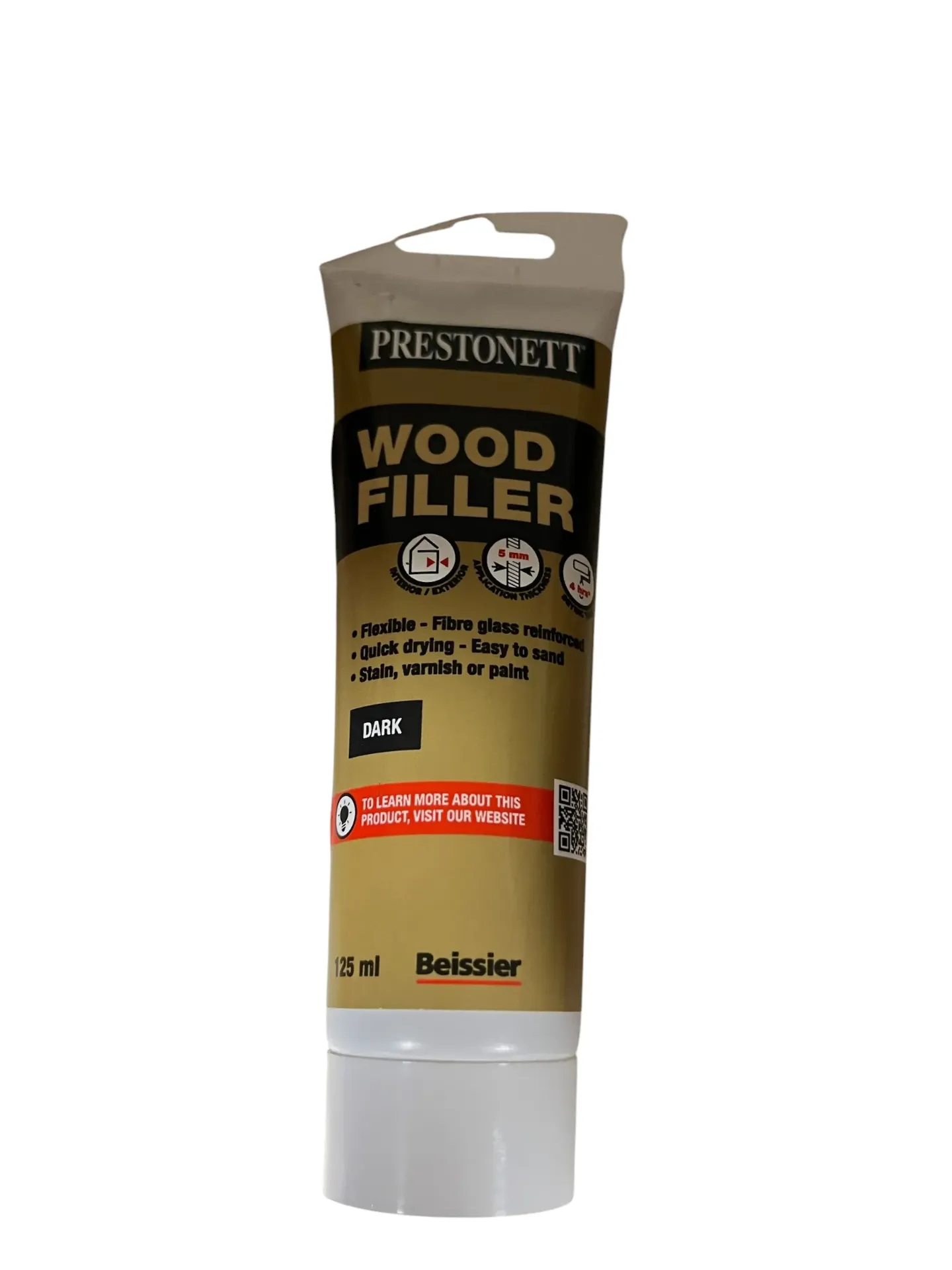 [104484] Prestonett Ready Mixed Interior/Exterior Wood Filler - Dark 125ml
