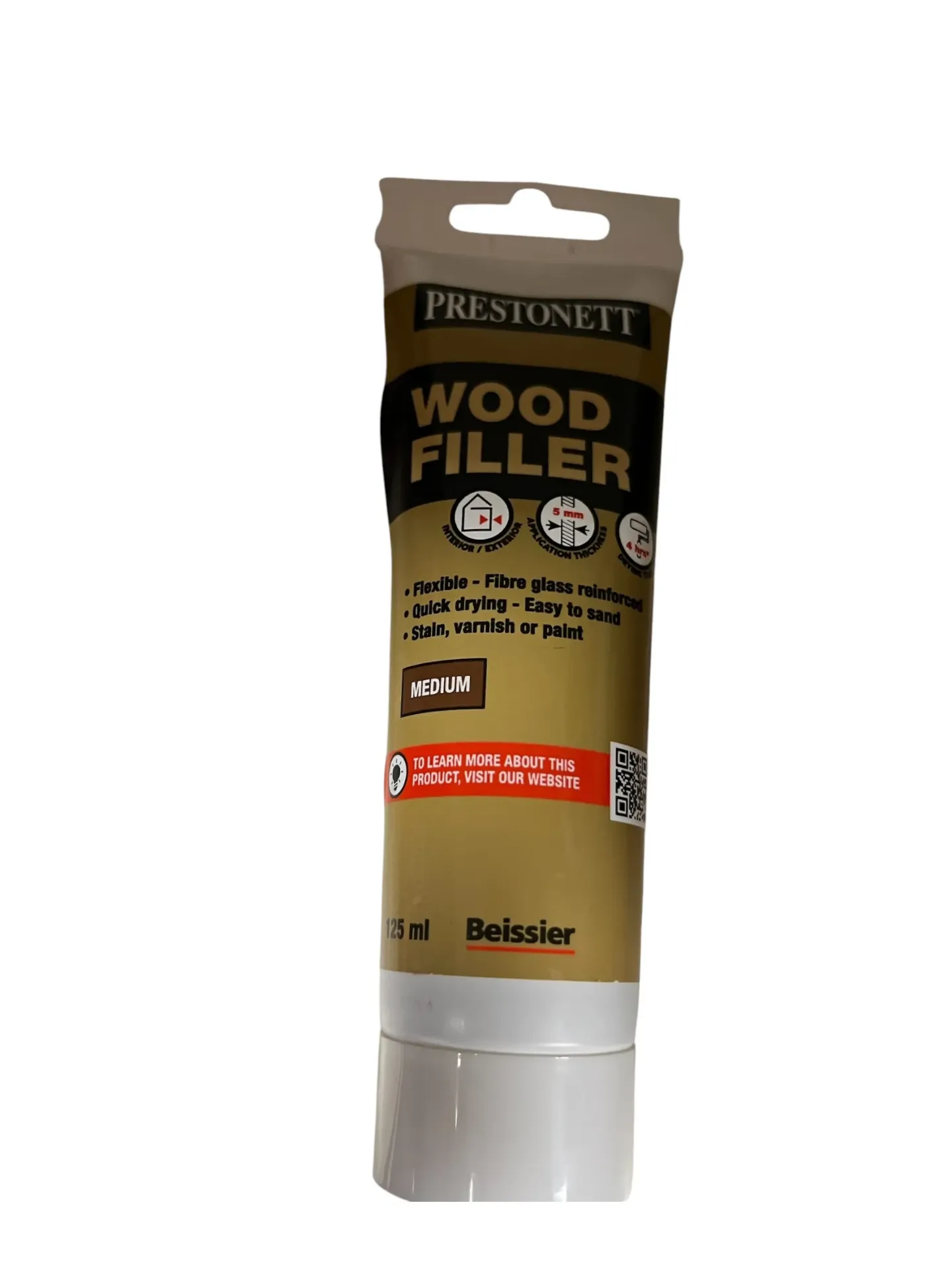 [104483] Prestonett Ready Mixed Interior/Exterior Wood Filler - Medium 125ml